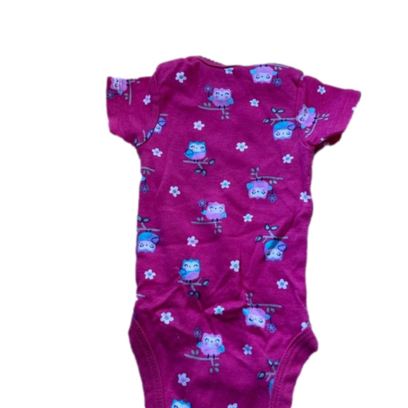 3/$20 onesies 0-3 month Pink owl short sleeve romper - Picture 2 of 3